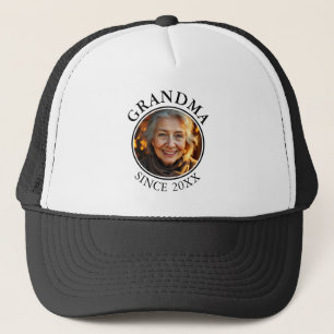 Gorra De Camionero Texto negro simple y abuela fotográfica desde