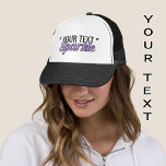 Gorra De Camionero texto personalizado Efecto purpurina parkle morado<br><div class="desc">Añade tu propio pie de foto para completar este eslogan "... Sparkle",  en purpurina falso morado claro y texto negro.</div>