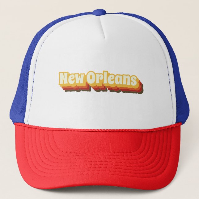 Gorra De Camionero Texto retro de Nueva Orleans (Anverso)