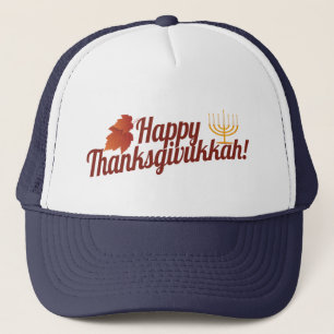 Gorra De Camionero Thanksgivukkah feliz Menorah/hoja