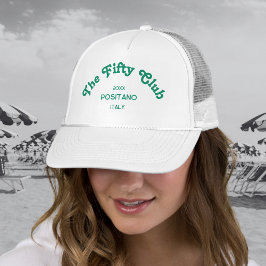 Gorra De Camionero The Fifty Club Retro Green Custom Crest White 