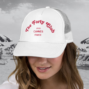 Gorra De Camionero The Forty Club Retro Rojo Cresta Blanca