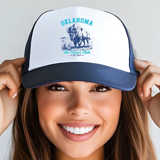 Gorra De Camionero The Sooner State Buffalo Illustration Gift  (Subido por el creador)