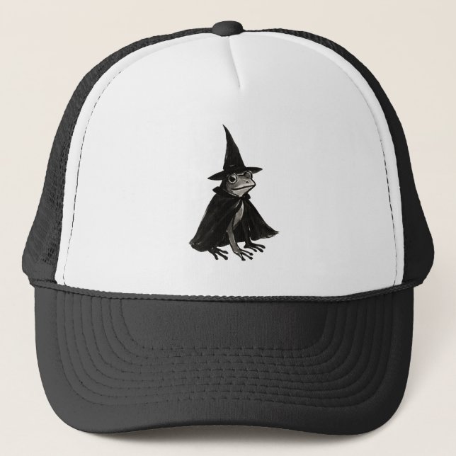 Gorra De Camionero The Witch Frog – Diseño de Halloween con Pincel de (Anverso)