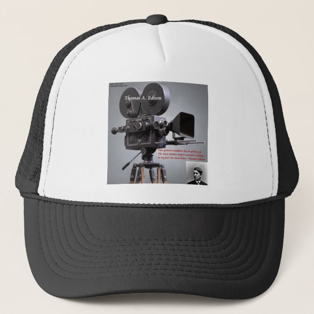 Gorra De Camionero Thomas Edison cita "Una vez más" (Anverso)