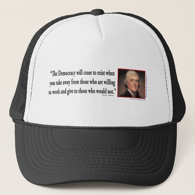 Gorra De Camionero Thomas Jefferson - Cita Democracia (Anverso)
