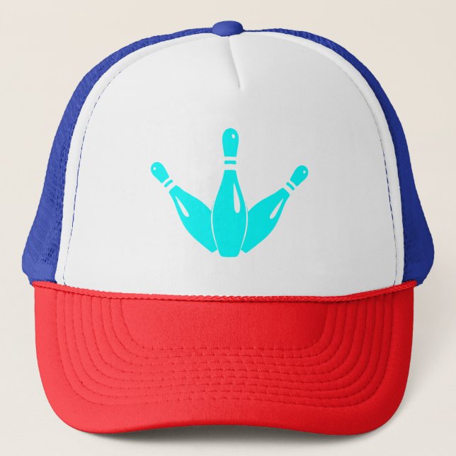 Gorra De Camionero Three Bowling Pins Aqua Blue (Anverso)