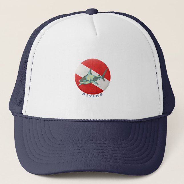 Gorra De Camionero tiburón con bandera de inmersión (Anverso)