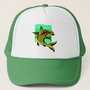 Gorra De Camionero Tiburón de Hammerhead verde