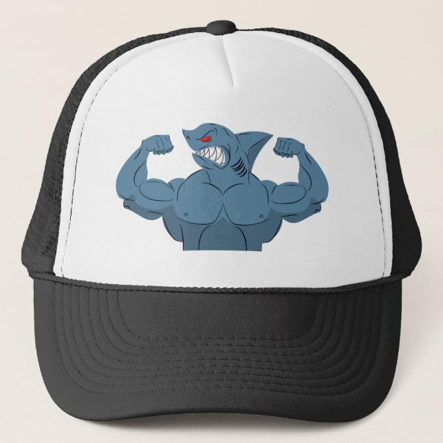 Gorra De Camionero Tiburón Gracioso En El Entrenamiento De Fitness Gy (Anverso)