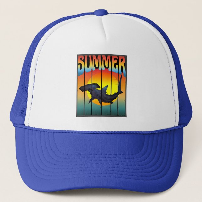 GORRA DE CAMIONERO TIBURÓN MARTILLO DE VERANO ATARDECER (Anverso)