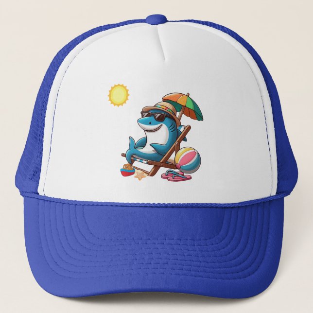 Gorra De Camionero Tiburón personalizado lindo costero/playa (Anverso)