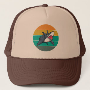 Gorra De Camionero Tiburón Retro Atardecer Verano Pesca