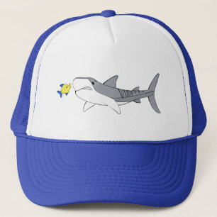 Gorra De Camionero Tiburón tigre gruñón y pez amarillo adorable