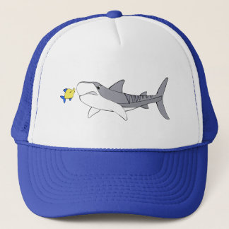Gorra De Camionero Tiburón tigre gruñón y pez amarillo adorable