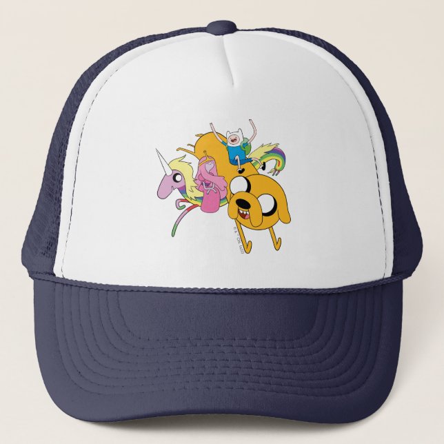 Gorra De Camionero Tiempo de aventura | Dama, Bubblegum, Finn y Jake (Anverso)