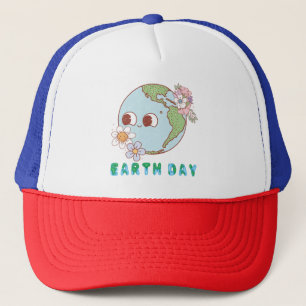 Gorra De Camionero Tierra Cuta con flores Feliz Día de la Tierra Flor