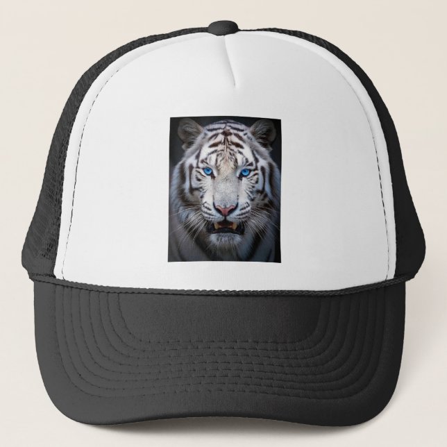 Gorra De Camionero Tigre blanco con ojos azules (Anverso)