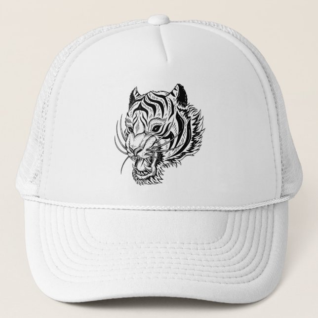 Gorra De Camionero Tigre blanco negro (Anverso)
