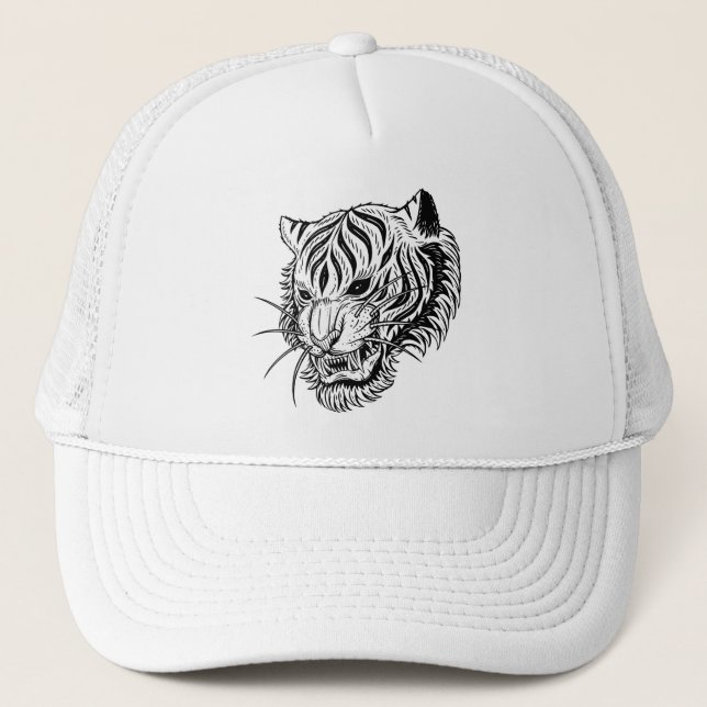 Gorra De Camionero Tigre blanco negro (Anverso)
