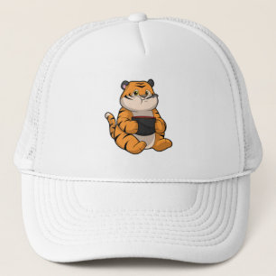 Gorra De Camionero Tigre comiendo con Bowl