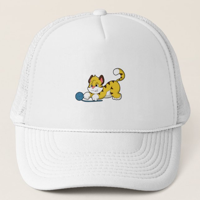Gorra De Camionero Tigre con bola de hilados de Woll (Anverso)