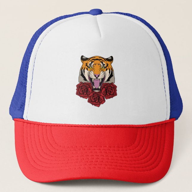 Gorra De Camionero Tigre con Rosas (Anverso)