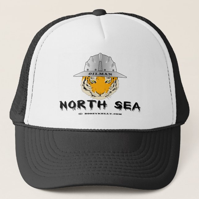 Gorra De Camionero Tigre de Mar del Norte, gorra, campos petrolíferos (Anverso)