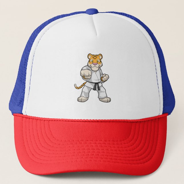Gorra De Camionero Tigre en el Karate de las artes marciales (Anverso)
