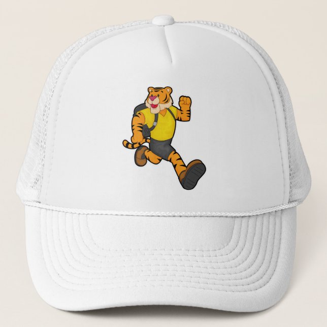 Gorra De Camionero Tigre en marcha con mochila (Anverso)