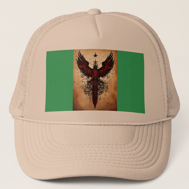 Gorra De Camionero Tinta guerrera ucraniana: moderno mercado de tatua (Anverso)