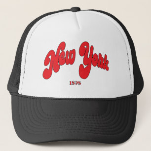 Gorra De Camionero Tipografía de Nueva York Negro Gris