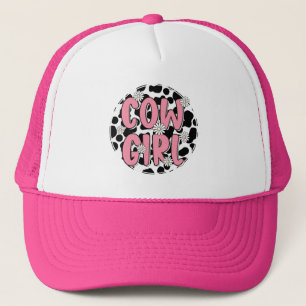Gorra De Camionero Tipografía de vaca rosa Daisy Cute