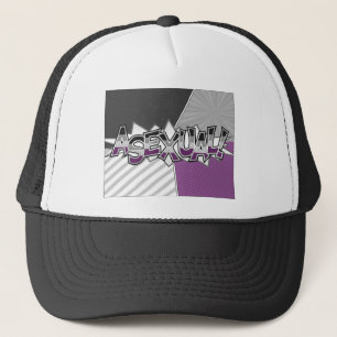 Gorra De Camionero Tipografía del Orgullo Asexual de semitono con ban