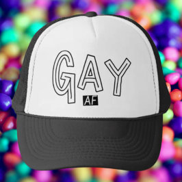 Gorra De Camionero Tipografía negra y blanca gay AF