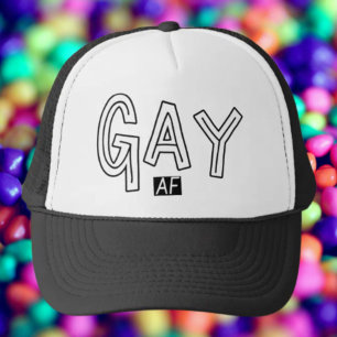 Gorra De Camionero Tipografía negra y blanca gay AF