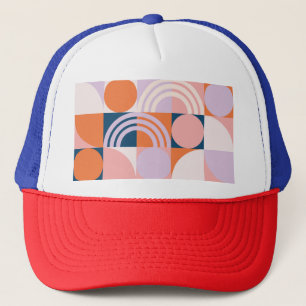 Gorra De Camionero Tiras de Círculos de Mediano Siglo: Patrón Geométr