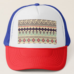 Gorra De Camionero Tiras tribales aztecas: Ilustracion vintage