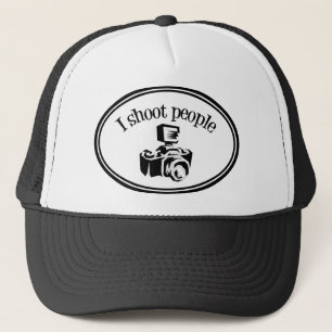 Gorra De Camionero Tiro la cámara B&W del fotógrafo retro de la gente