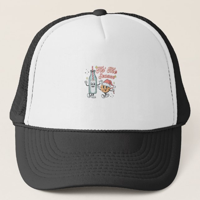 Gorra De Camionero Tis The Season Retro Milk And Cookie Christmas (Anverso)