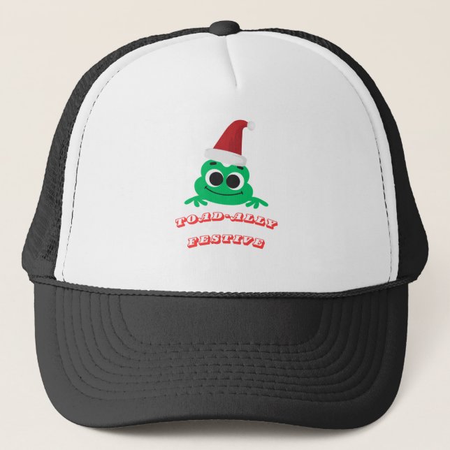 Gorra De Camionero Toad-ally Festive Christmas Frog _ Cute Holiday De (Anverso)