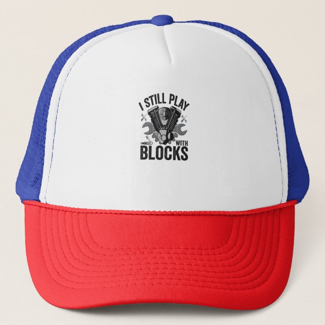 Gorra De Camionero Todavía Juego Con Bloques Funny Motor Mecánico De  (Anverso)