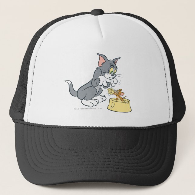 Gorra De Camionero Tom y Jerry alimentan al gato (Anverso)