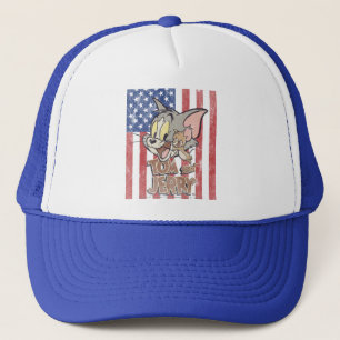 Gorra De Camionero Tom y Jerry con la bandera de los E.E.U.U.
