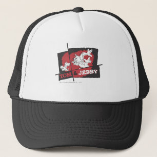 Gorra De Camionero Tom y Jerry rojo y negro