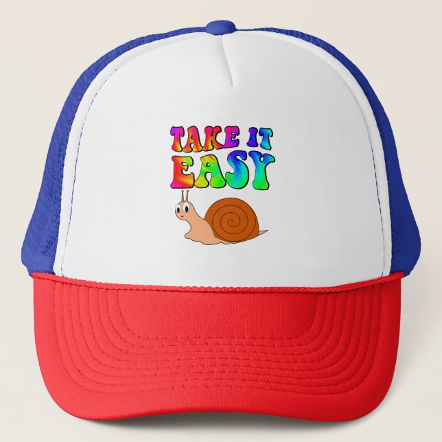 Gorra De Camionero Tómelo Fácil Personalizado Con Texto Groovy (Anverso)