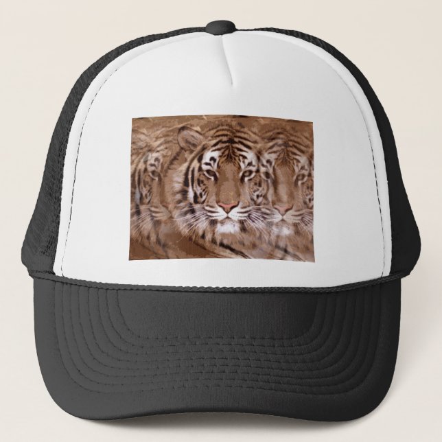 Gorra De Camionero Tones marrones cara de tigre (Anverso)