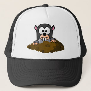 Gorra De Camionero Topo lindo del dibujo animado surgiendo fuera de