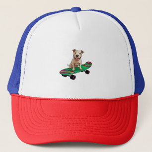 Gorra De Camionero Toro Terrier inglés en una skateboard