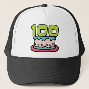 Gorra De Camionero Torta de cumpleaños de 100 años